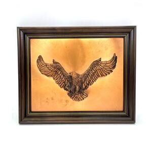 Vintage Coppercraft American Eagle Picture 3-D Eagle Stands Out Wood Frame
